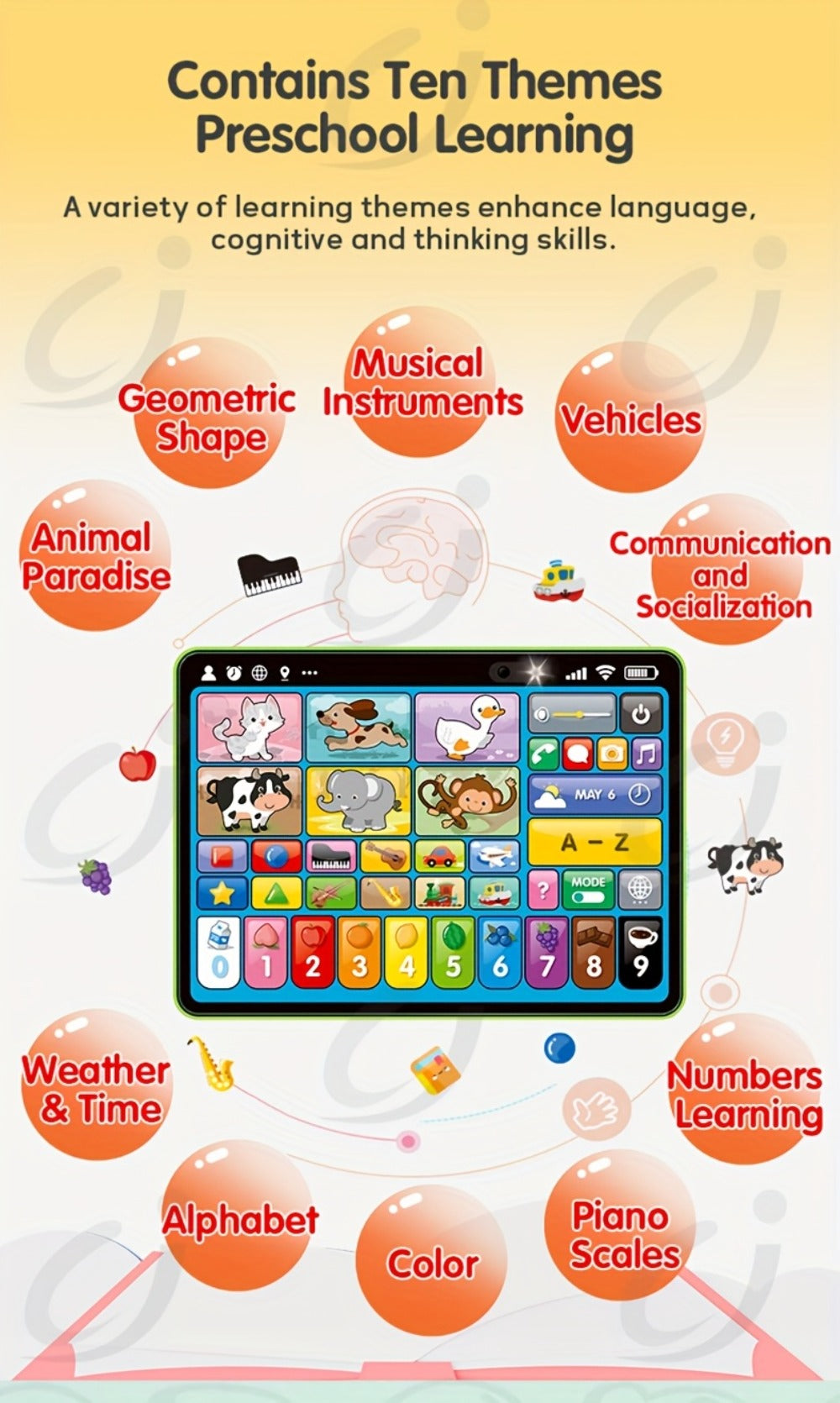 Trilingual Toddler Learning Tablet Toy — 39 Buttons 4 Play Modes Alphabet Numbers Colors Animals Music, Speech Therapy & Language Development Toy for Baby 12 Months+ Boys Girls, Birthday Christmas Gift
