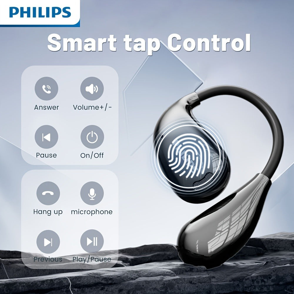 Philips TAT2769 Earhook Running Earbuds Bluetooth 5.4 Noise Cancelling Mic Secure Sport Fit Over-Ear Wireless Headset for Running Sports Gym Black White Blue
