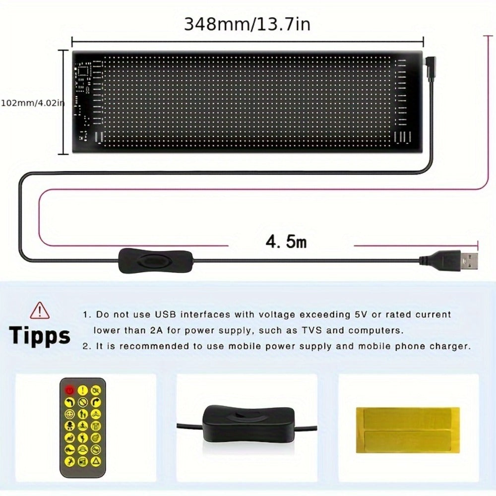 Programmable Flexible LED Matrix Panel Sign, App & Radio Controlled, Dynamic Scrolling Text Pattern & Animation, LED Screen Light for Auto Shop Bar Hotel Concert Party Indoor Decoration