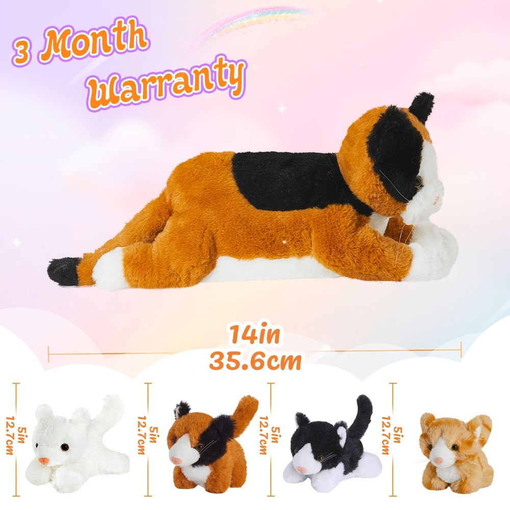 Cat Stuffed Animal Set with Mother Cat and Four Baby Kittens