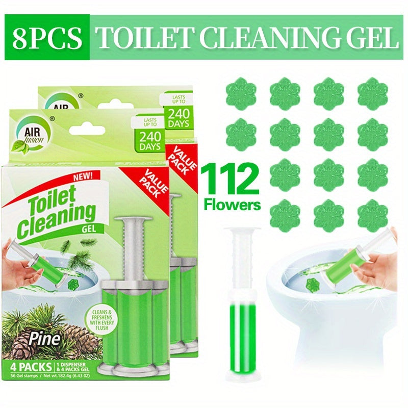 Toilet Gel Stamp Cleaner Air Freshener Flower Scented Bathroom Cleaning Gel Prevents Scale Toilet Ring 6 Fragrance Options Ocean Lavender Floral Peach Lemon Pine 4 Pcs or 8 Pcs with Dispenser