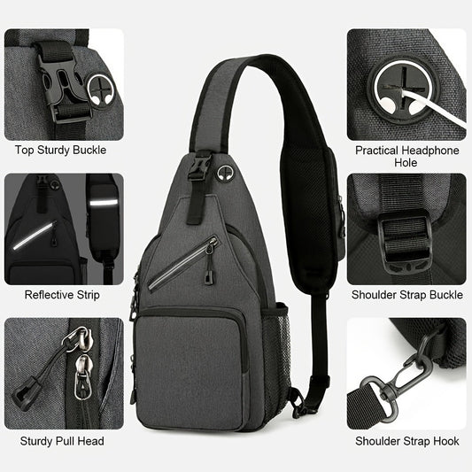 Crossbody Sling Backpack Set, Dark Gray/Blue Oxford Cloth Bags, 2 Pack