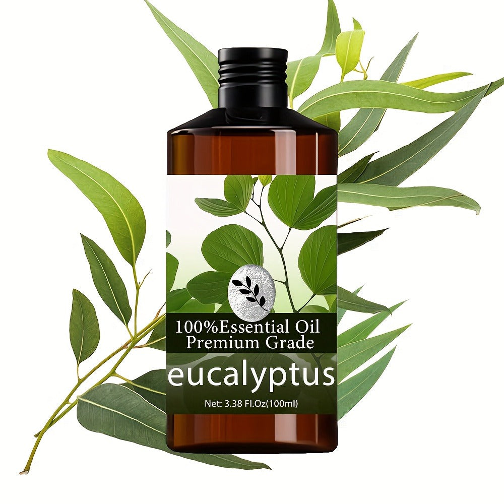 Eucalyptus Essential Oil 100ml Pure Care Grade Aromatherapy Massage Oil Moisturizing Body Hair Nail Skin Fragrance Oil for Men Women Meditation Relaxation Diffuser Scalp Cuticle Care