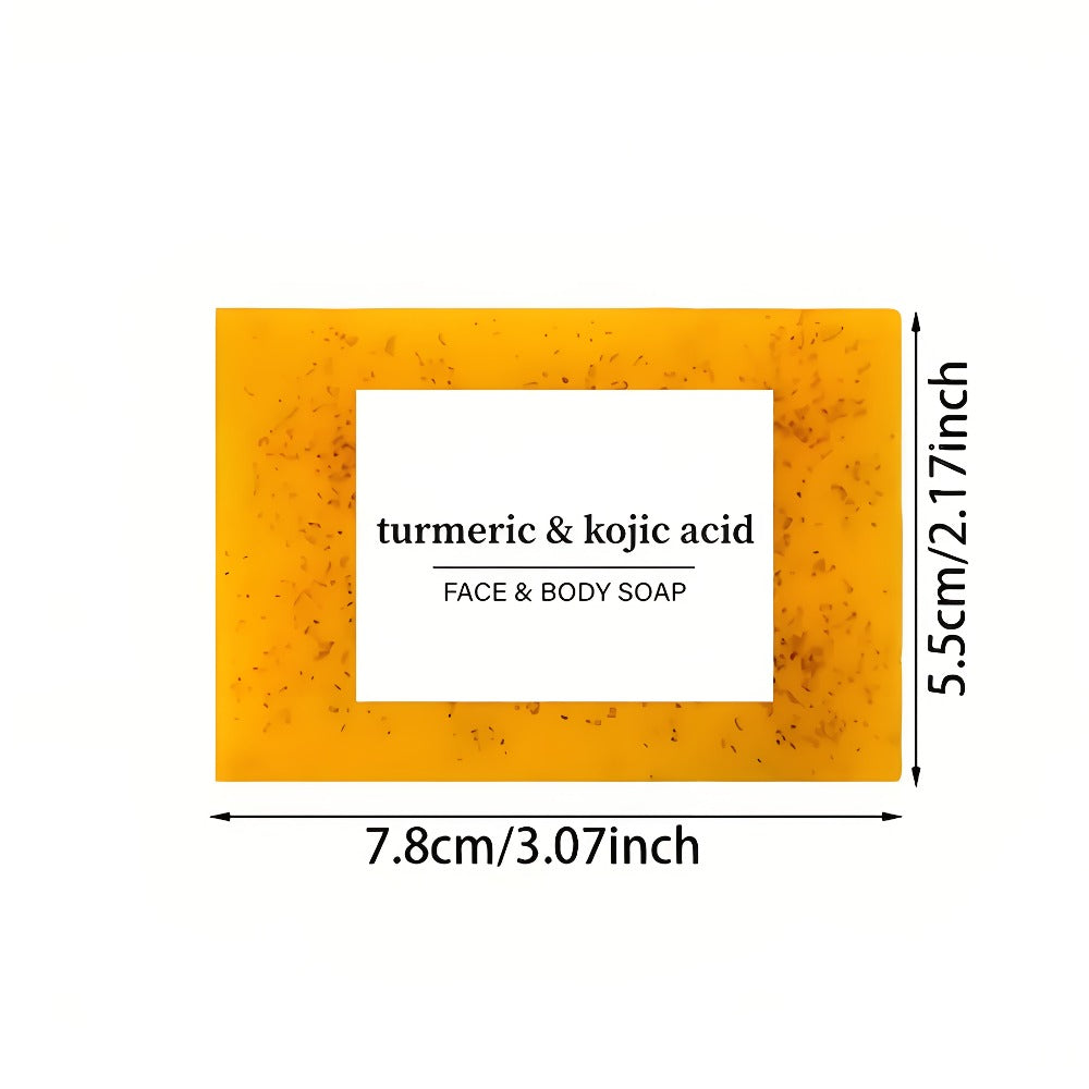 Kojic Acid Soap Bar 4 Pack with Foaming Mesh Net — Turmeric Brightening Deep Cleansing Oil Control Moisturizing Natural Face Body Soap for Women All Skin Types, Skincare Gift Set