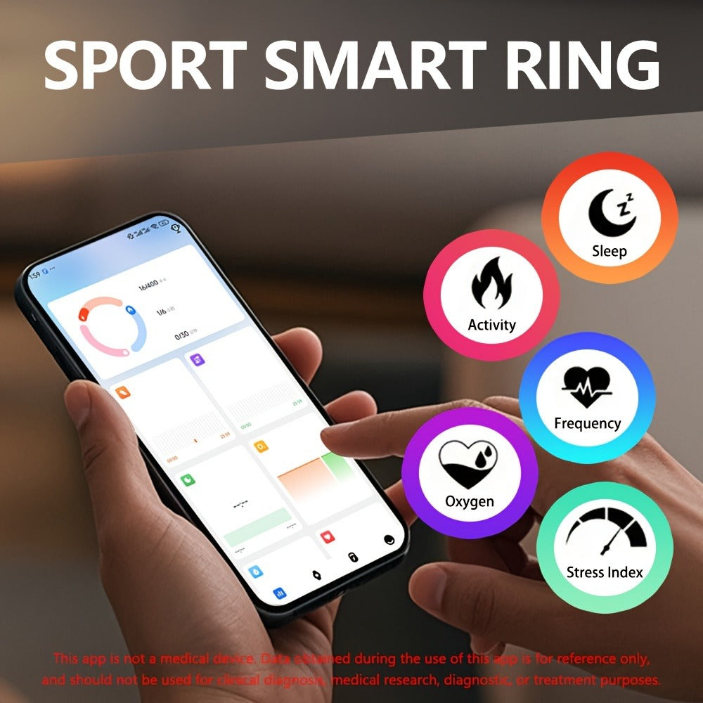 Smart Ring with Health Tracking & Charging Case – Step Count Calorie & Sleep Monitor | Long Battery | iOS & Android | Sizes #7–13 | Black Silver Gold | Minimalist Fitness Wearable Gift