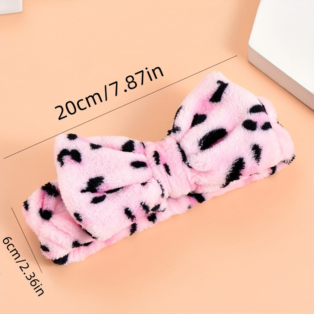 Bow Skincare Headbands for Women 6 Pack Patterned Soft Fabric Elastic Hair Bands for Makeup Spa Shower Face Washing Skincare Routine Beauty Accessory Gift Set for All Hair Types Teens Girls