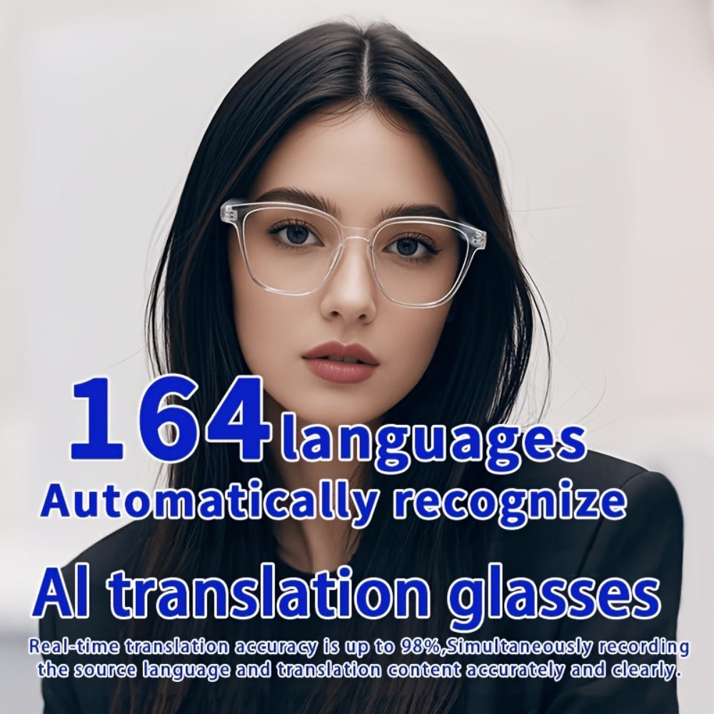 Translation Smart Glasses with 160-Language Real-Time Translation, Hi-Fi Music & HD Voice Calls – Photochromic, Metal Frame & Double-Sided Options, Built-in Mic & Speaker, Unisex