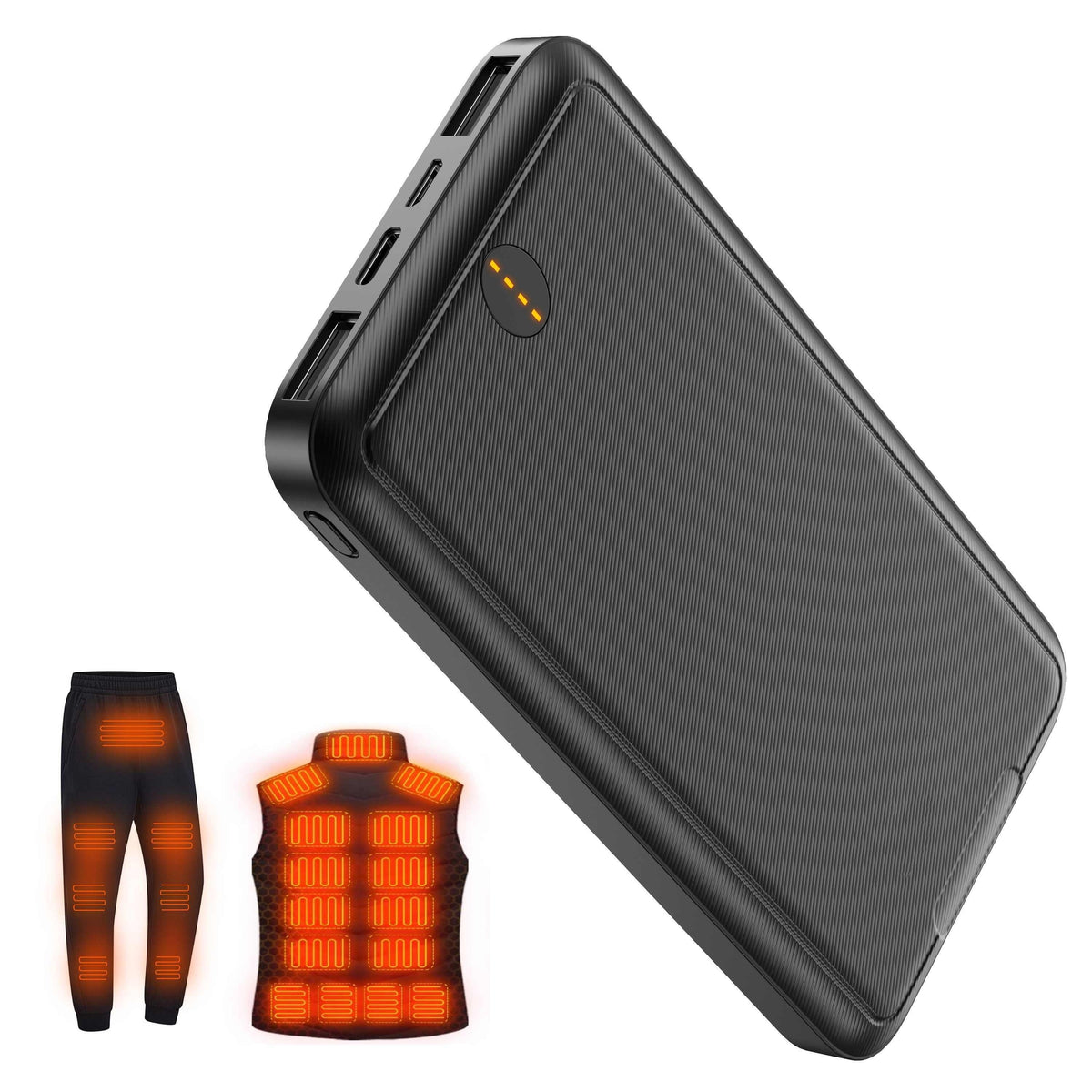 Outdoor Travel Portable Charger 10000mAh 5V/2A Battery Pack, Compact Backup Power Bank for Smartphones Tablets Heated Vest Heated Jacket Heated Clothes, Lightweight USB Charger for Men Women – Black & White