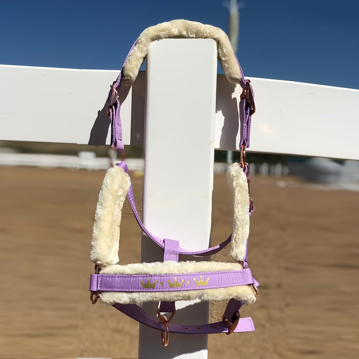 Horse Halter with Detachable Faux Fur Band & Glossy Buckle – Adjustable Head Collar for Horses, Available in 15 Colors & 3 Sizes FULL COB PONY