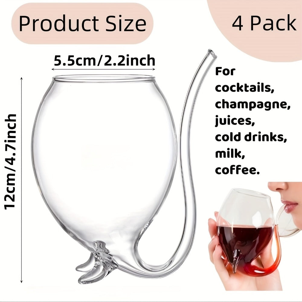 Halloween Cocktail Glasses Set of 4 – 12 Oz Vampire Crane Tail Pirate-Themed Cups with Straw – Reusable Insulated Drinkware for Champagne, Juice & Ice Cream – Halloween & Christmas Party