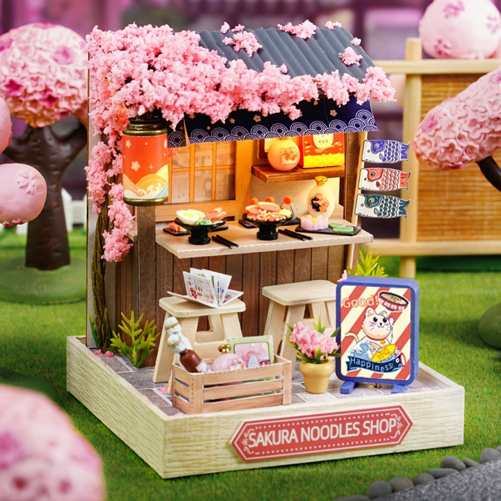 DIY Wooden Miniature Shop Kit with Dust Cover in Four Themes