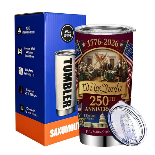 Insulated Travel Tumbler, 20 oz 250th Anniversary Whiskey Bottle Design