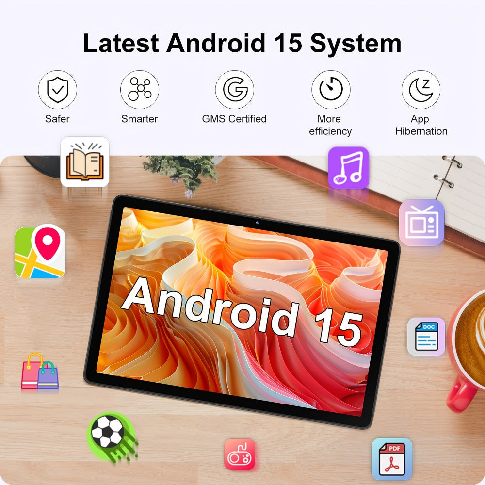 Android 16 Tablet 10.1 Inch Octa-Core 7000mAh Battery 1280x800 IPS Display 8GB RAM 128GB ROM Dual Camera 8MP 5MP Type-C Split Screen Wi-Fi Tablet PC Grey for Work School Entertainment