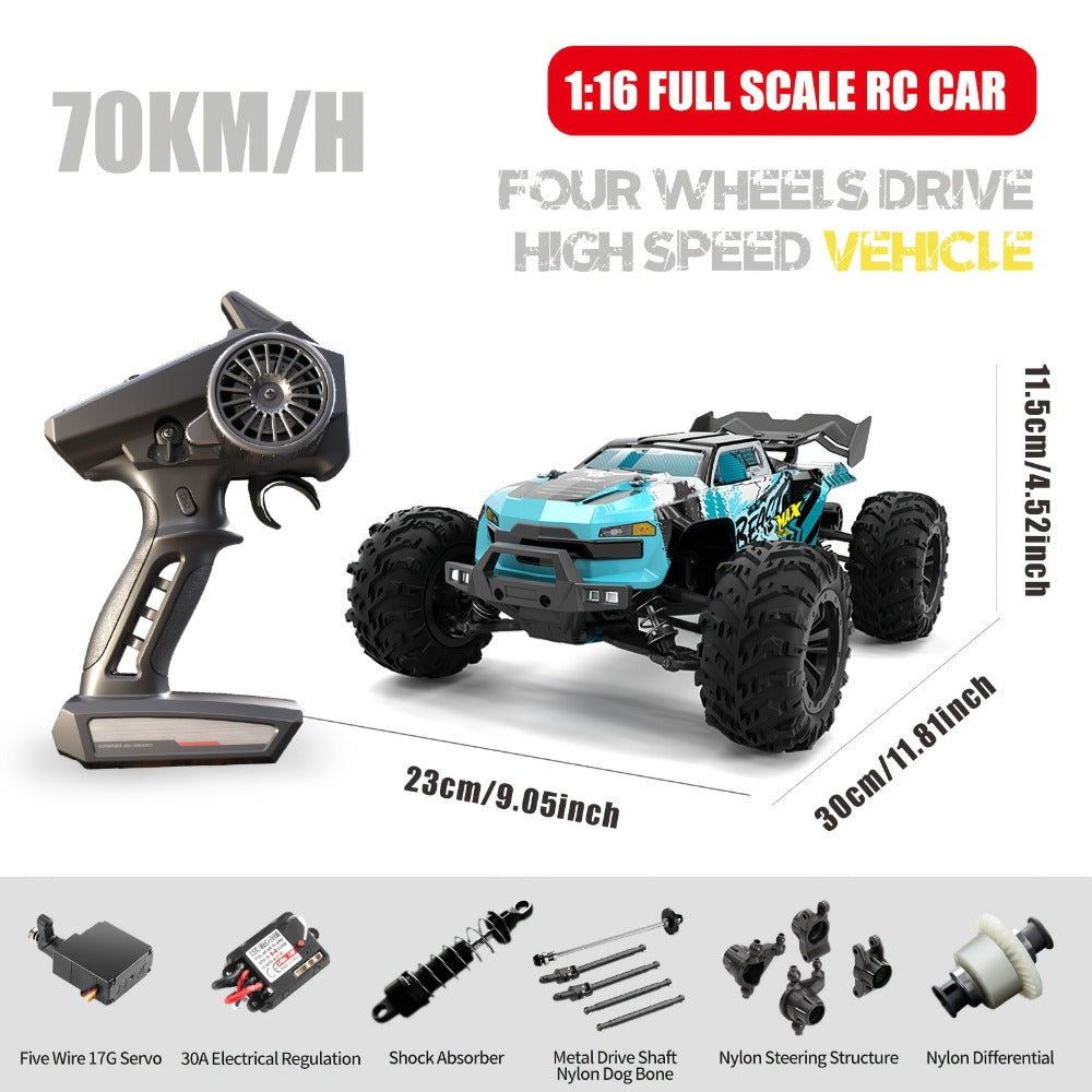 High Speed RC Car, 1:16 Scale 4WD Off-Road Car with RC390 Motor, 70KM/H Top Speed