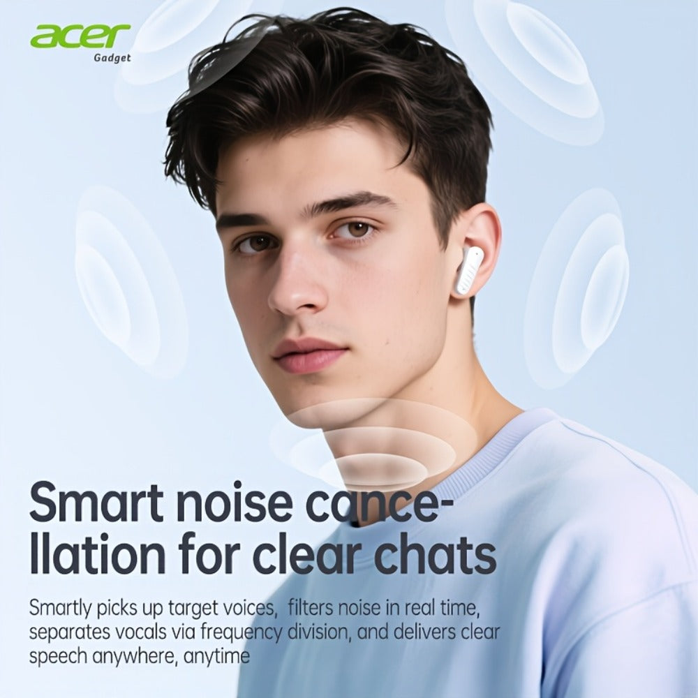 ENC Wireless Earbuds Mini Lightweight In-Ear Bluetooth Earphones Smart Noise Reduction Long Battery Life Touch Control for Sports Running Cycling Work Commute Phone PC Tablet Gift for Men Women