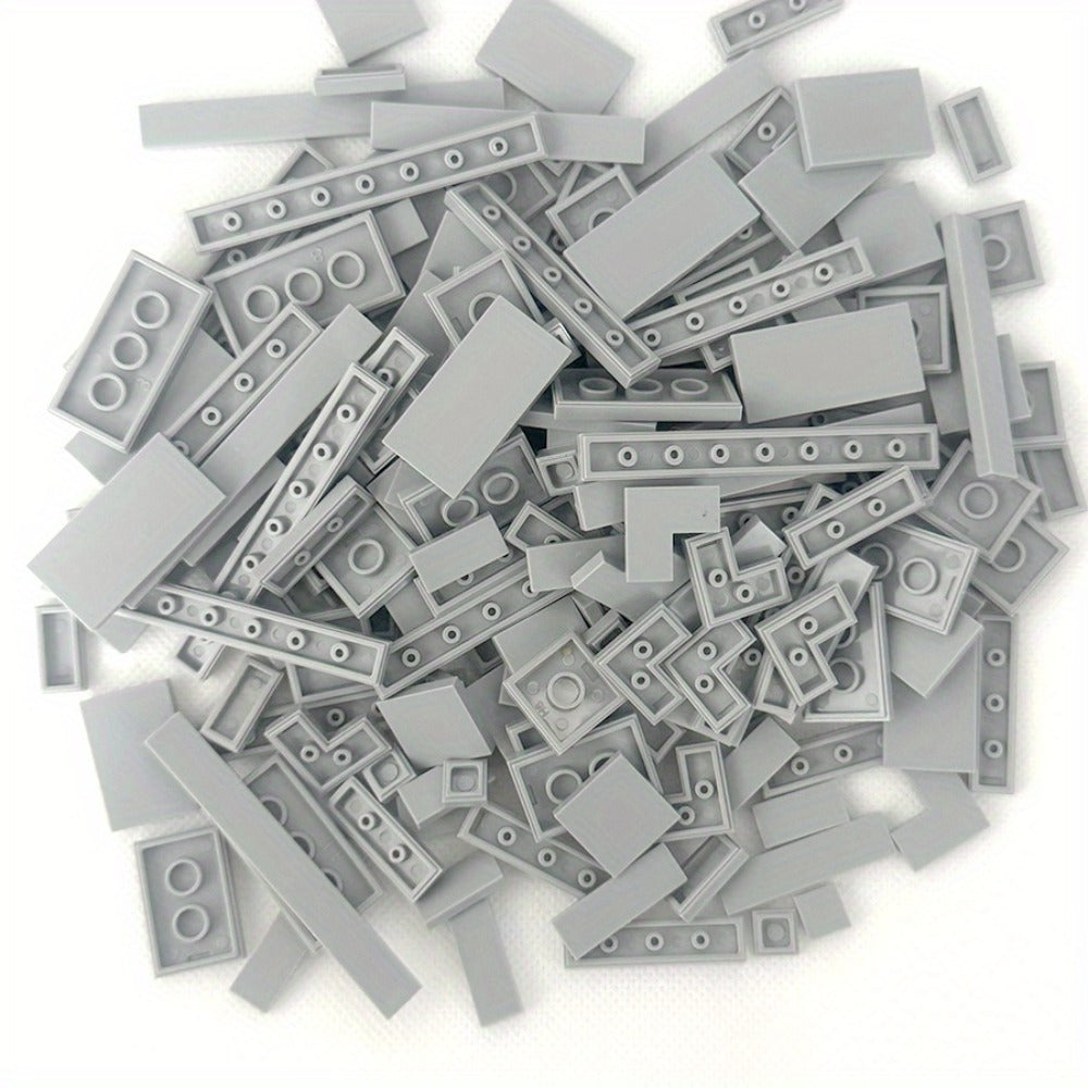 Bulk Smooth Flat Tile Building Blocks, Approx. 150 Pieces, 1x1 1x2 & 1x6