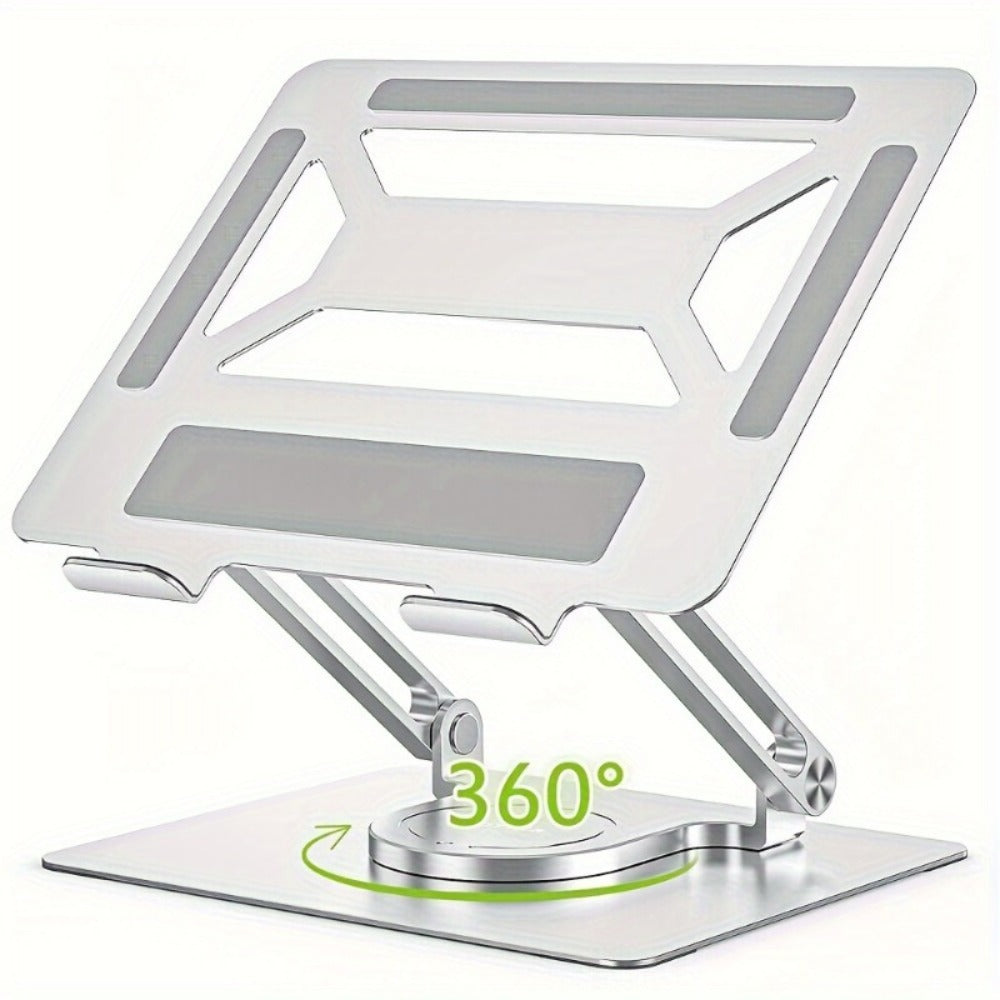 360° Swivel Ergonomic Laptop Stand Adjustable Foldable Compatible with MacBook Pro Air and All Laptops up to 17 Inch Portable Desk Riser for Home Office Remote Work Presentations Black Silver