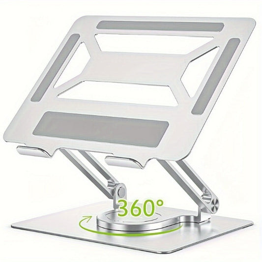 360° Swivel Ergonomic Laptop Stand Adjustable Foldable Compatible with MacBook Pro Air and All Laptops up to 17 Inch Portable Desk Riser for Home Office Remote Work Presentations Black Silver
