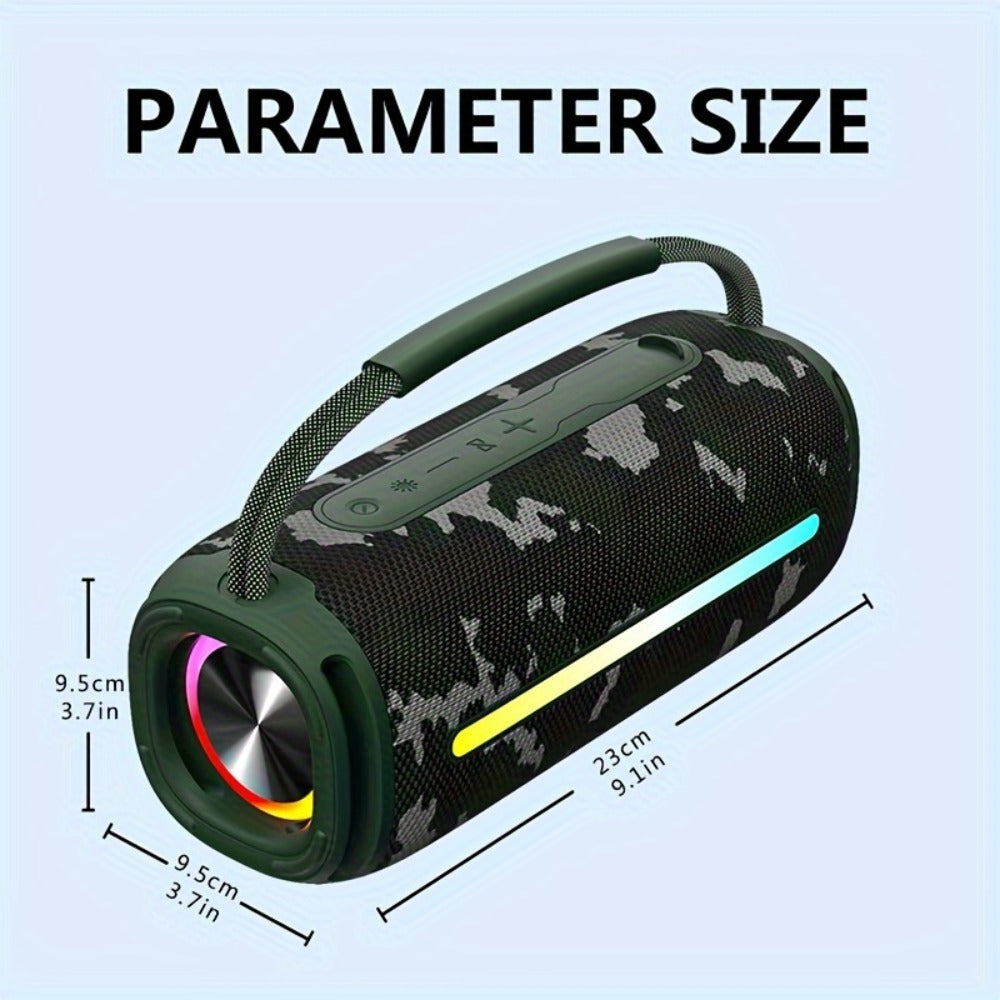 50W Bluetooth Speaker IPX6 Waterproof with LED Lights, Portable Wireless Speaker Rich Bass FM Radio USB TF Card Playback, Loud Outdoor Speaker for Parties Camping Beach Home