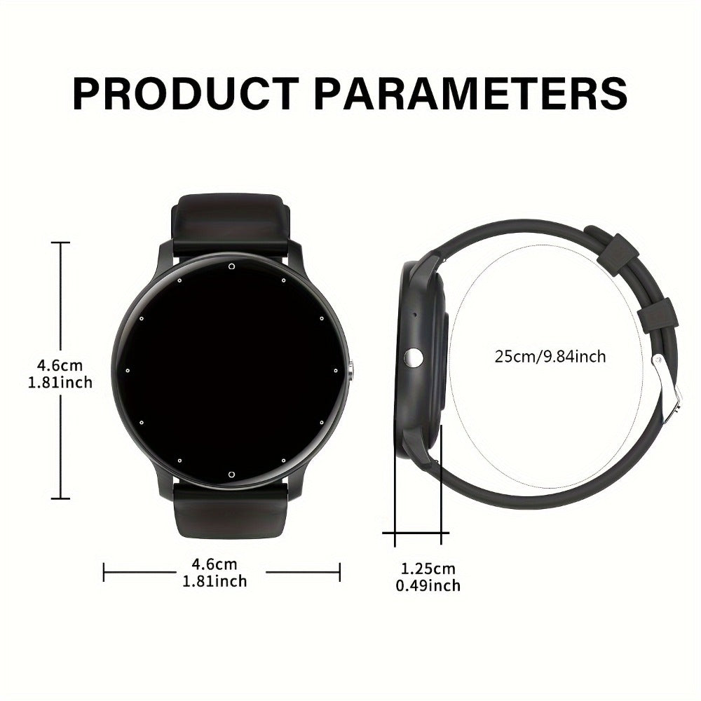 Wireless Charging Round Smartwatch for Women Men 230mAh Battery Multi Sport Mode Call SMS Notification Custom Wallpaper Silicone Strap Compatible with iPhone Android – Black Pink Gold