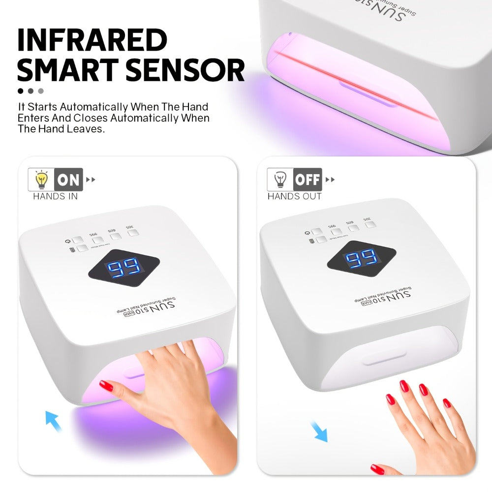 Cordless LED Nail Lamp SUN S10 MAX Rechargeable — 30 LED Lights Auto Sensor 3-Timer LCD Display Professional Gel Nail Dryer for UV Gel Acrylic Base Top Coat, Wireless Nail Light for Salon & Home Manicure