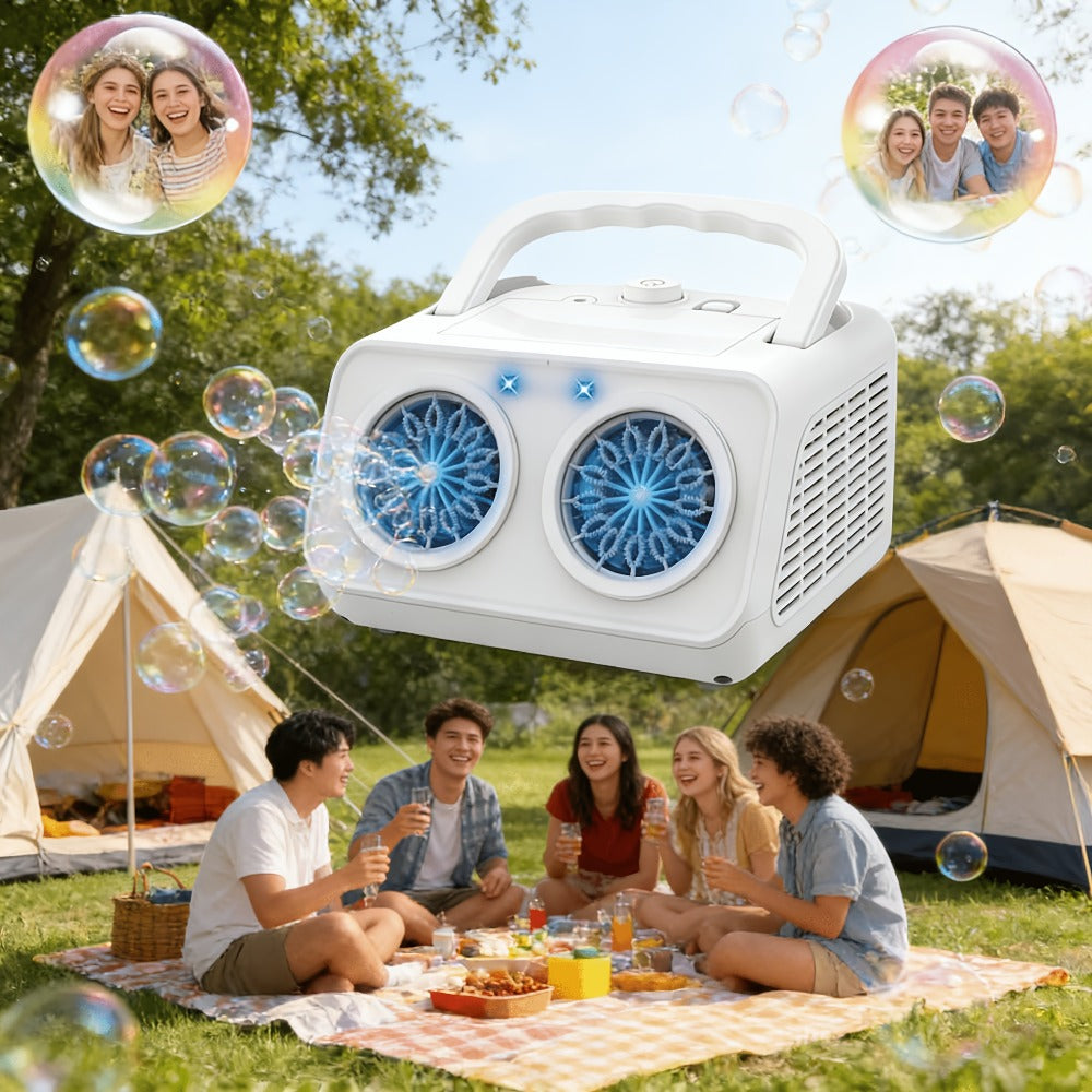 Automatic Bubble Machine Plug-in or Battery Operated – Dual Fan 20000+ Bubbles Per Minute, Indoor Outdoor Bubble Blower for Kids Birthday Party, Portable Bubble Maker with 14 Modes for Boys Girls