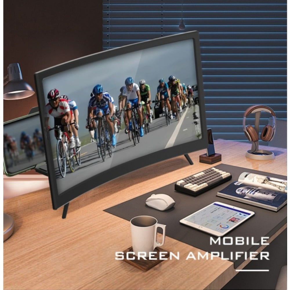 Phone Screen Magnifier 14 or 16 Inch Curved Foldable Stand – Choose HD or Standard Definition Wide Angle Eye Protection Smartphone Amplifier for Movies Gaming Video Calls, Universal iPhone Android Gift