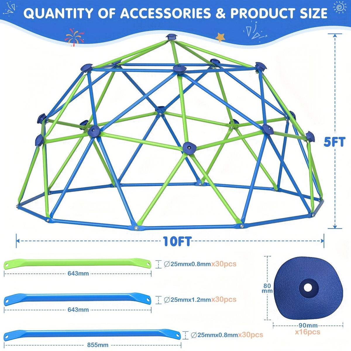 10FT Kids Climbing Dome with Hammock Swing Disc Swing Backyard Jungle Gym Steel Frame Outdoor Play Equipment 1000 LBS Capacity Gift for Boys Girls Ages 3-10