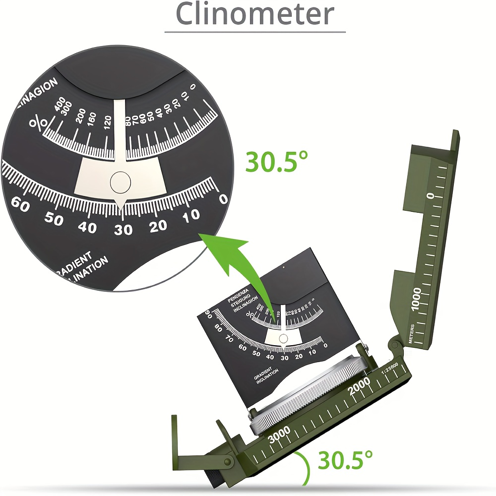 Survival Compass with Inclinometer & Carrying Bag – Sighting Compass for Camping, Hiking, Hunting, Geology & Navigation Activities (Green & Black)