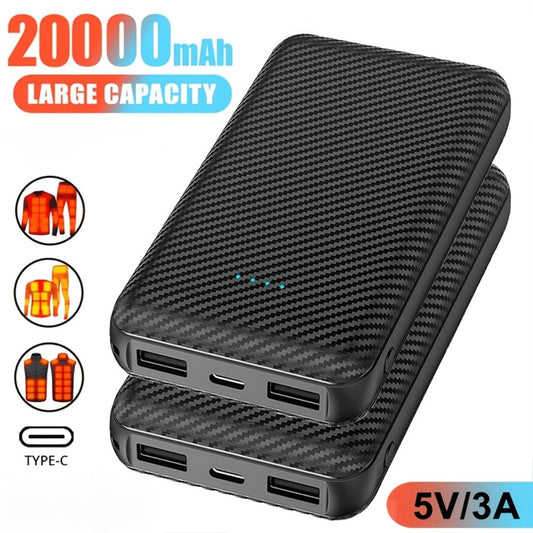 20000mAh Heated Vest Power Bank 5V 3A – Battery Pack for Heated Jacket, Scarf, Socks & Gloves, USB-C Input, Li-Polymer, Winter Heated Clothing Power Supply for Skiing, Hunting & Outdoor Work