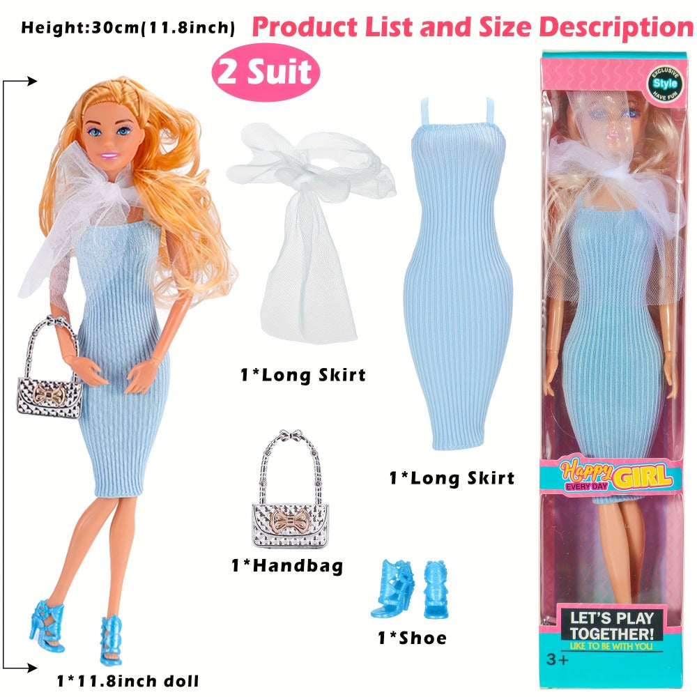 6-Pack 11.5-Inch Poseable Fashion Princess Doll Set with Accessories