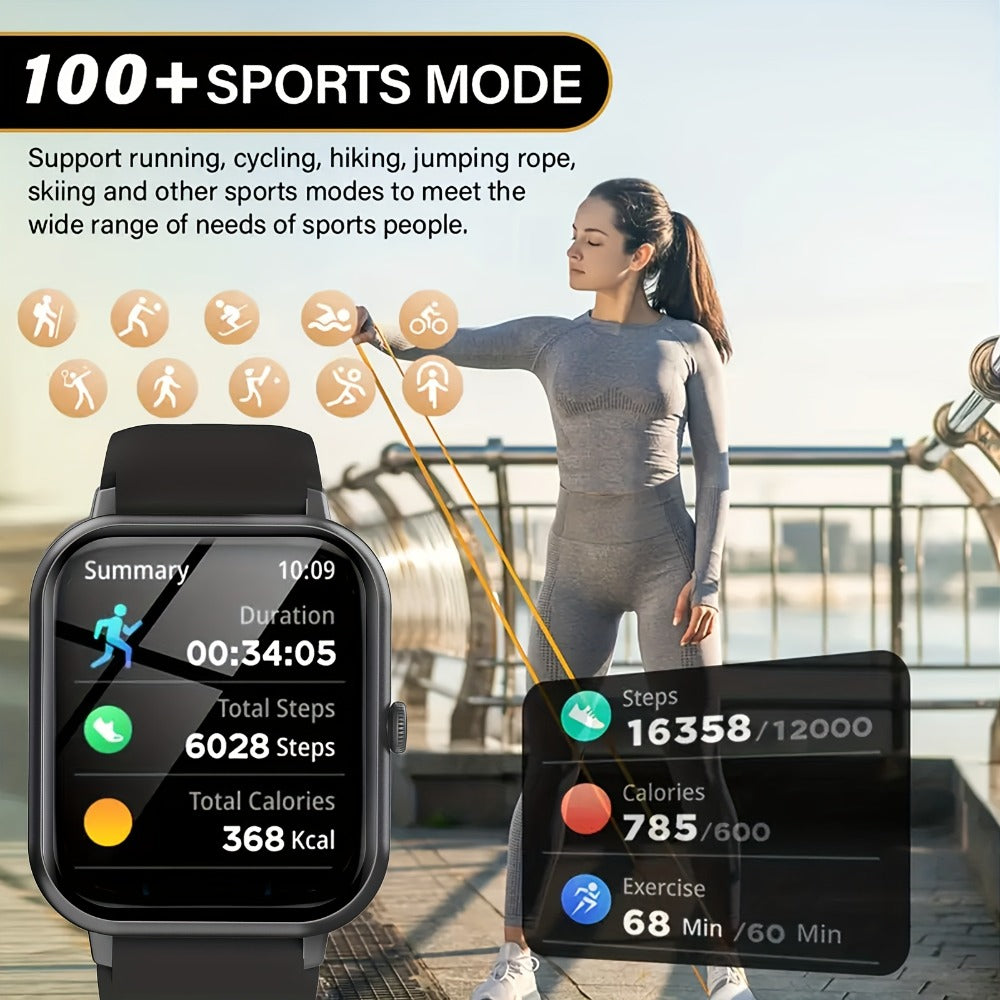 Fitness Smartwatch 1.83 Inch HD+ Full Touch Screen Bluetooth 5.2 Wireless Calling Step Tracker Distance Calorie Counter Wristband for Men Women Compatible with iPhone Android – Black Pink Silver