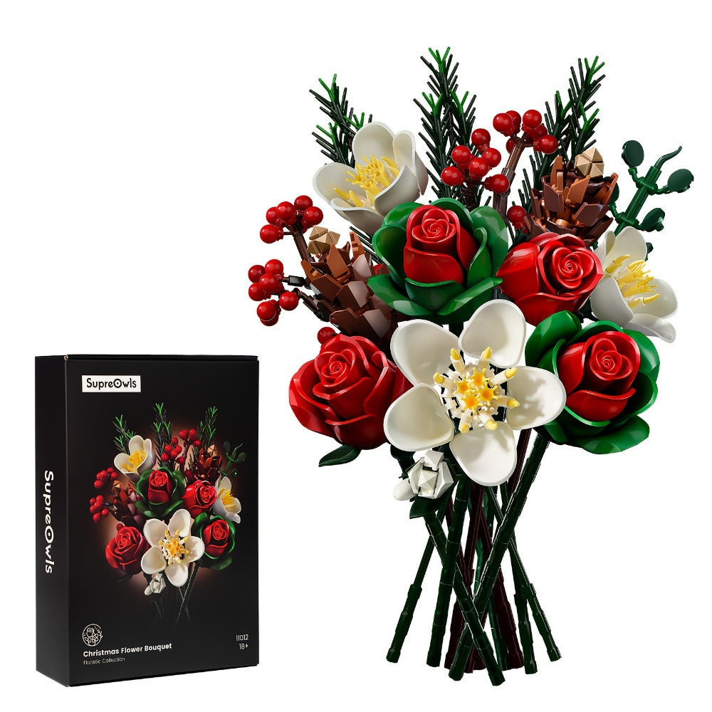 Flower Bouquet Building Kit, Rose & Lily DIY Brick Display Set