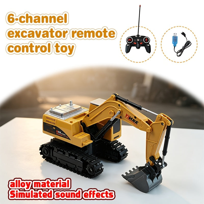Remote Control Excavator, Loader & Dump Truck, 2.4GHz Alloy RC Construction Toy with Light & Sound