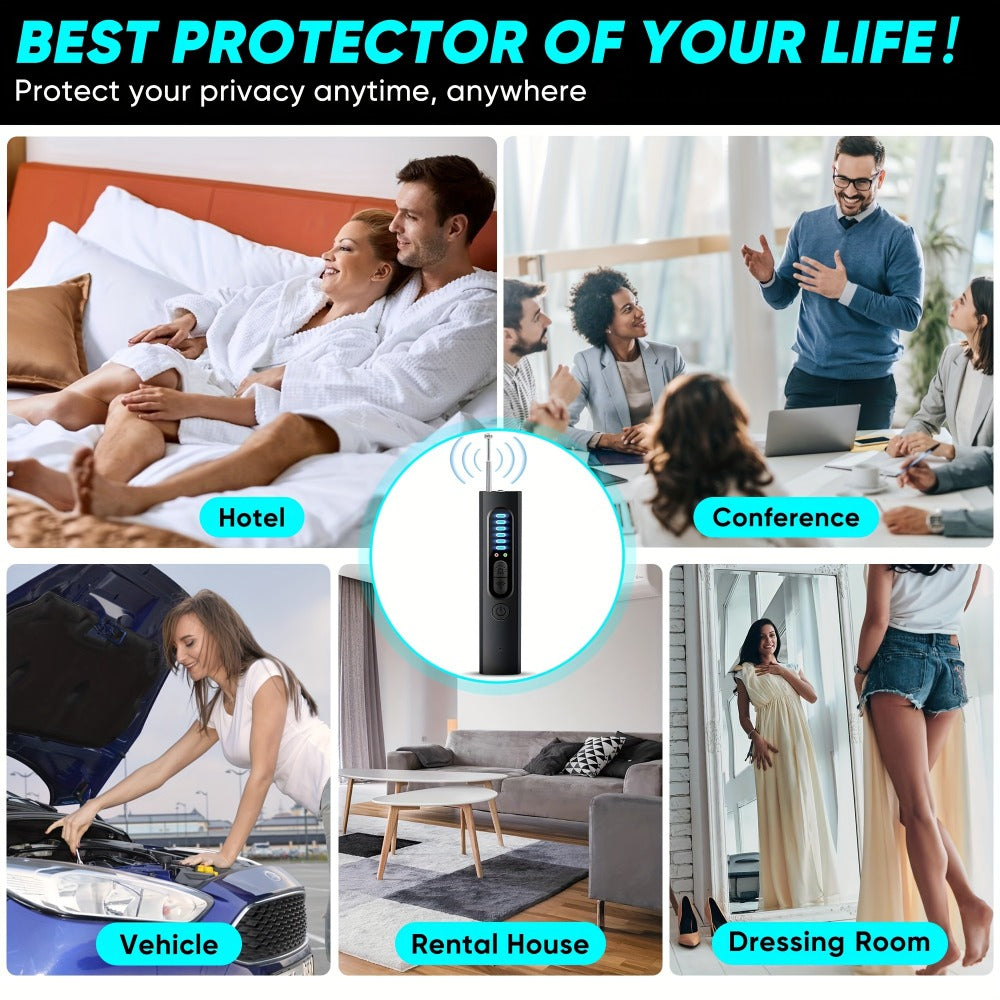 Hidden Camera Detector & Anti-Spy Bug Detector – Portable RF Signal Scanner Finds Wireless Wired GPS Pinhole Infrared Night Vision Cameras, Hotel Travel Privacy Security Device
