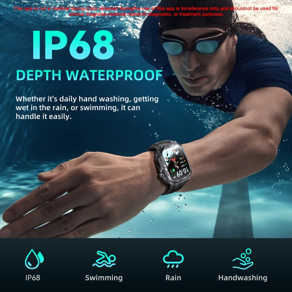 Flashlight Compass Outdoor Smartwatch for Men Waterproof 100+ Sport Modes Sleep Monitor Pedometer Calorie Tracker Rugged Hiking Camping Fitness Watch Compatible with iPhone – Black Pink Beige Orange