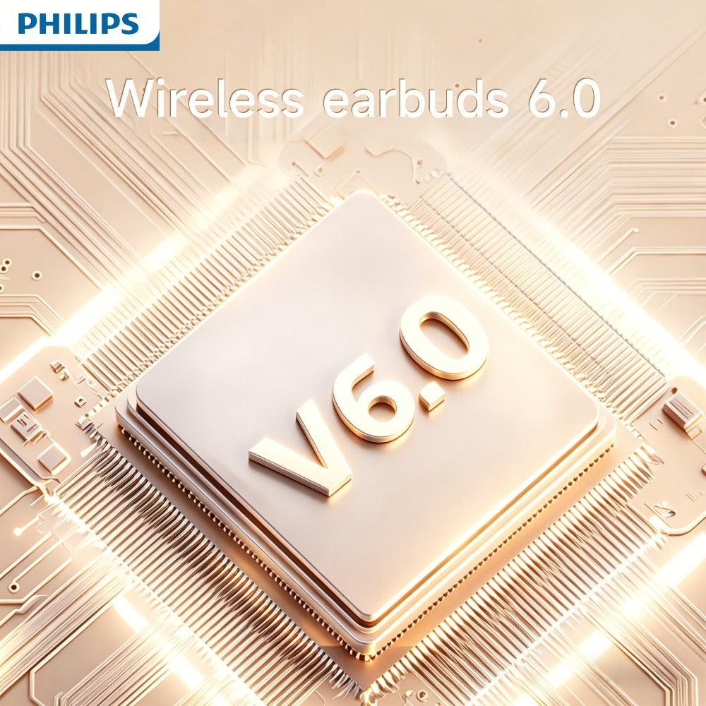 Philips Bluetooth 6.0 Semi-Open Back Wireless Earbuds, Ultra-Long Battery Life Noise Cancelling Rechargeable Lithium, Comfortable Sleek Design for Sports Gaming Universal Phone Compatible iPhone Android