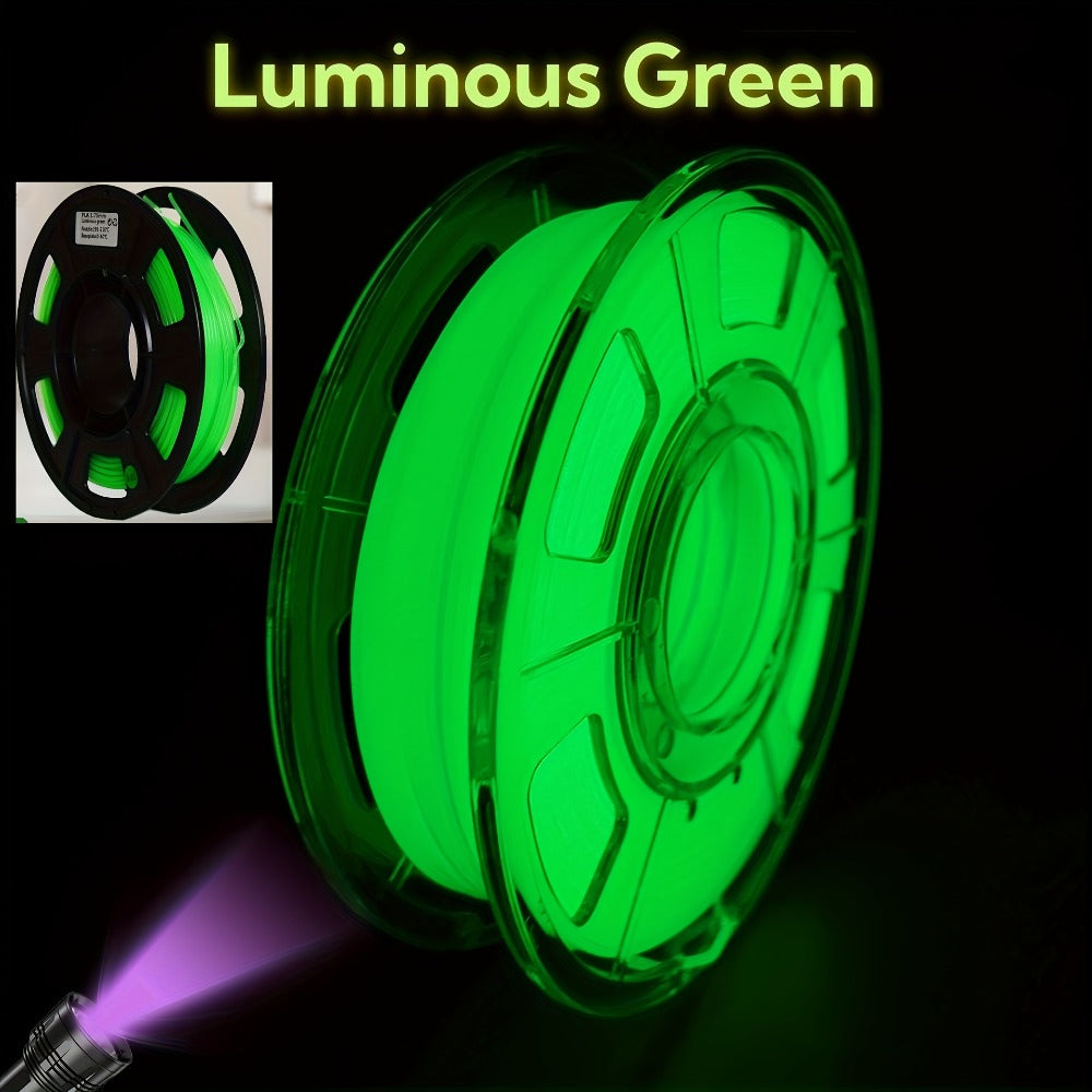 Glow in the Dark PLA Filament 1.75mm 200g – Luminous Phosphorescent 3D Printer Filament ±0.02mm Neatly Wound | Glow Blue & Glow Green PLA for FDM 3D Printers Cosplay Halloween Creative Prints