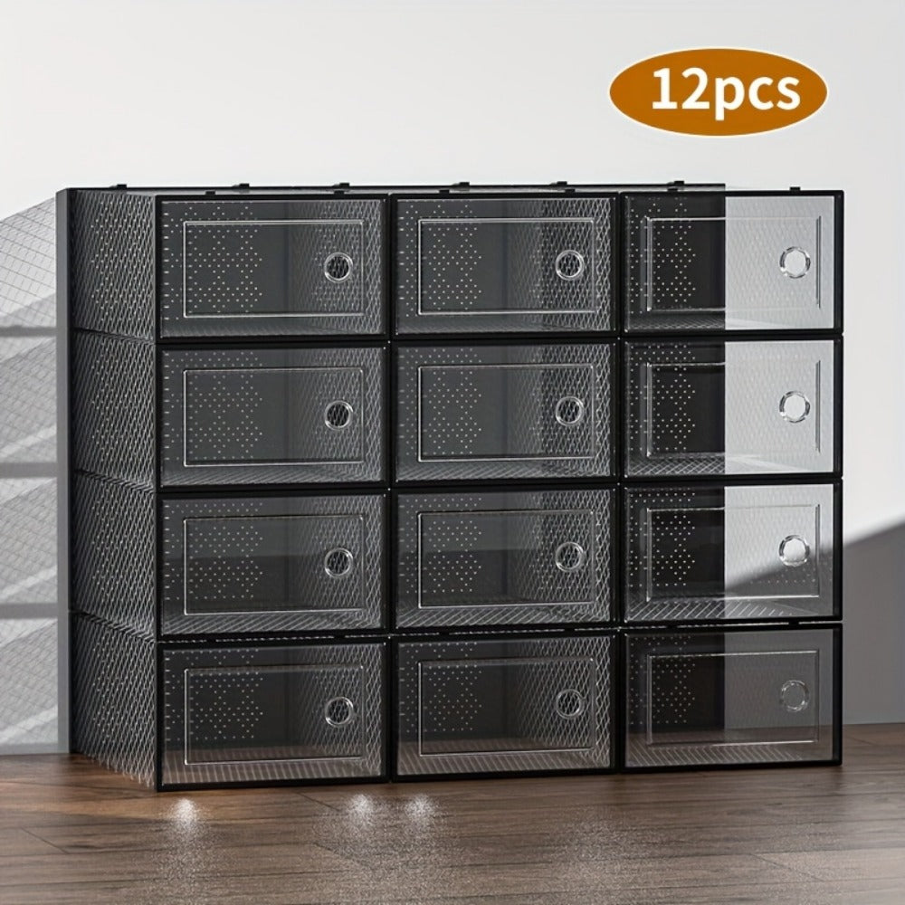 24-Pack Plastic Stackable Shoe Storage Box with Stackable Design for Entryway detail image - detail view 3