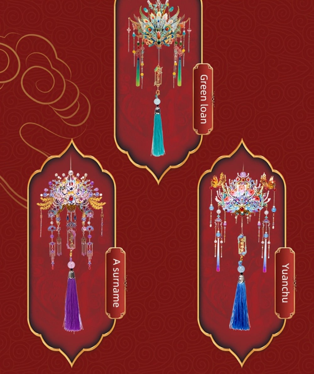 3D Metal Puzzle Phoenix Crown Qingluan – Blue & Gold DIY Assembly with Beads & Tassels, Chinese Mythology Art Collectible, Unique Romantic Gift for Girlfriend Boyfriend Birthday Anniversary