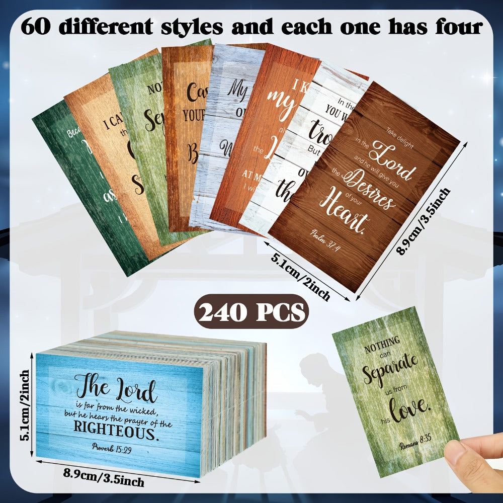 Bible Verse Cards 240 Pcs Bulk – Full Scripture Mini Prayer & Inspirational Quote Cards for Women Men Students, Christian Religious Gift for Easter Christmas Baptism Graduation Sunday School Daily Devotional