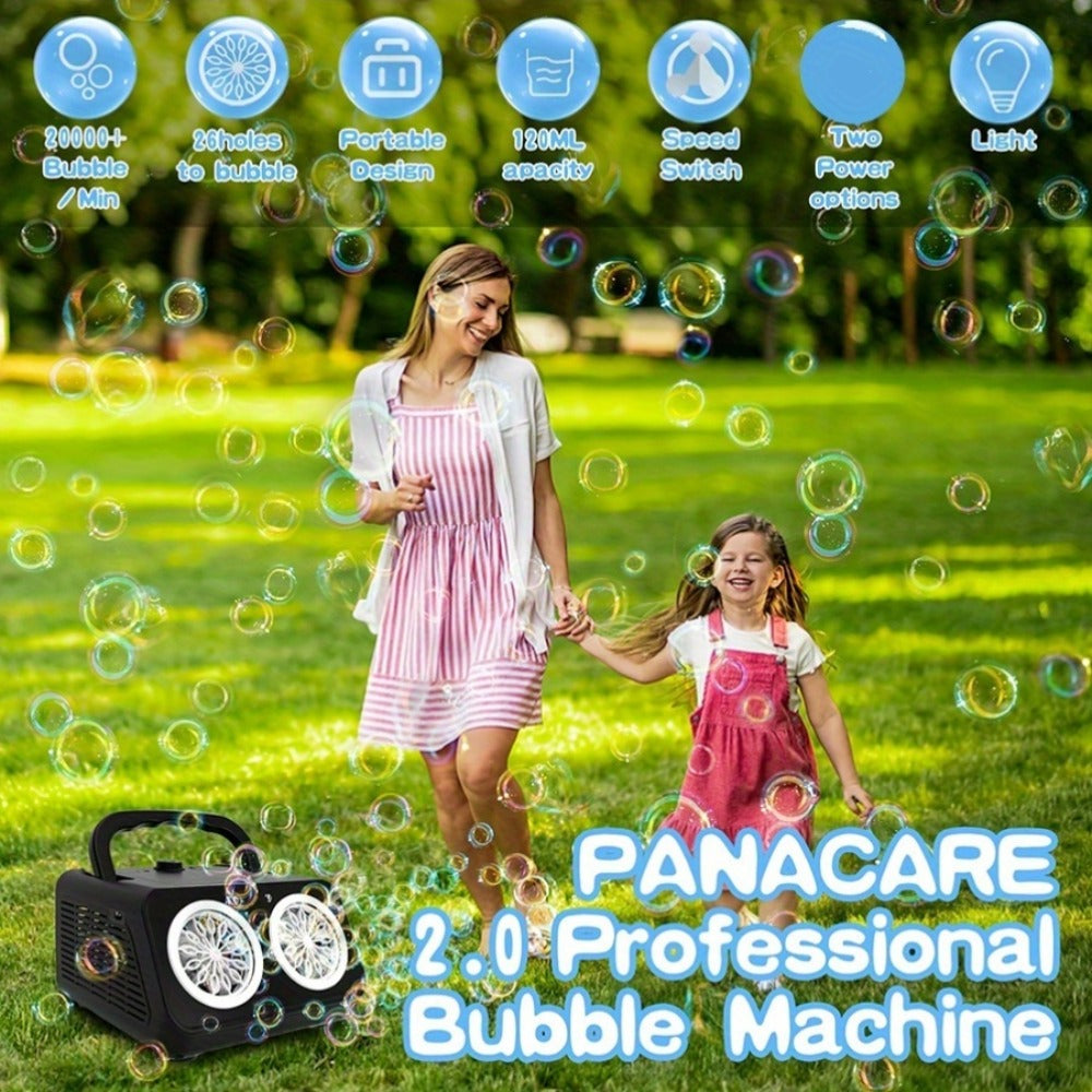 Electric Bubble Maker with 10X Bubble Solution – Dual Fan 20000+ Bubbles Per Minute Machine for Kids, Outdoor Birthday Party Toy for Boys Girls, Battery Operated Bubble Blower White or Black