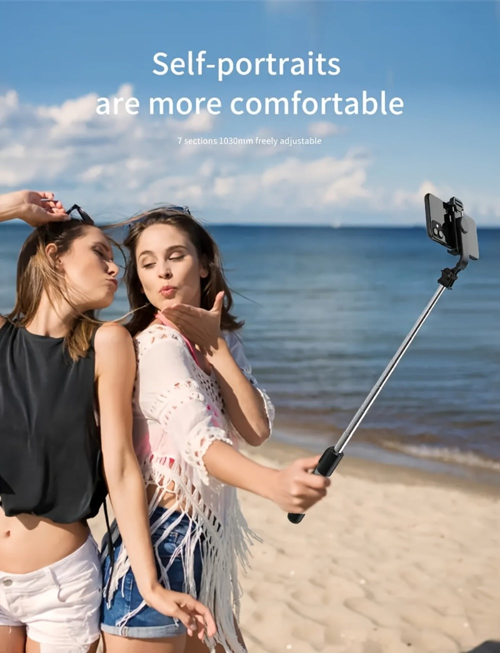 Portable Selfie Stick Tripod 40 Inch Floor Stand with Wireless Remote & Anti-Shake Base – Extendable Compact Phone Tripod for Travel Vlogging, TikTok Live, Outdoor Filming, iPhone & Android