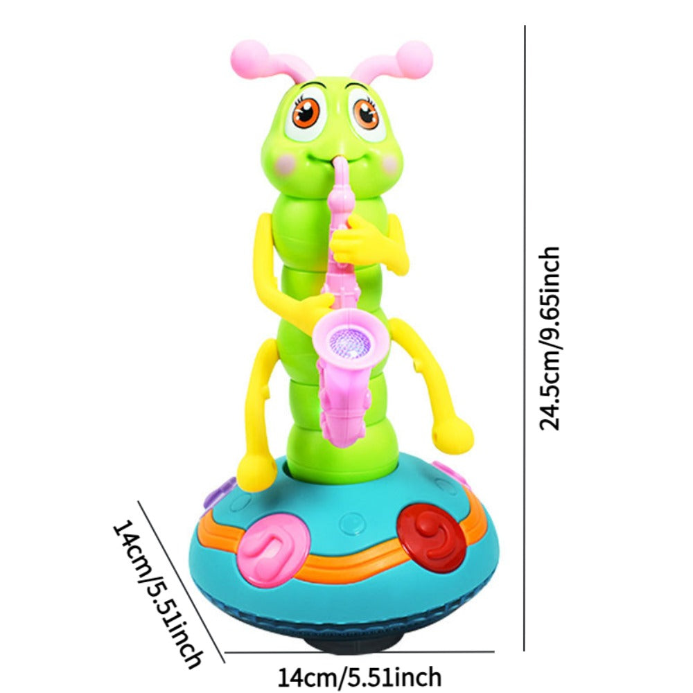 Caterpillar Saxophone Toy for Kids with LED Lights & Music - Electric Musical Instrument for Toddlers, Baby Sensory Play, Interactive Dancing Toy - Boys & Girls Birthday Christmas Gift