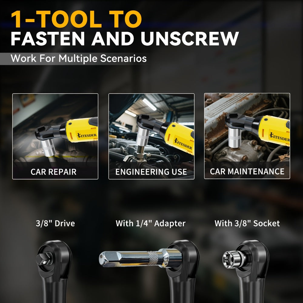 Electric Ratchet Wrench Set 12V Cordless with Lithium Battery – Fast Charge, Variable Speed Trigger, Socket Sleeves, for Automotive Repair, Screws & Nuts – Basic & Full Kit Options