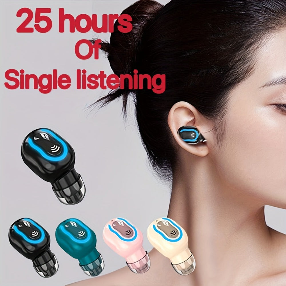 Mini Invisible Wireless Earphone Long Standby Condenser Microphone In-Ear Sport Headset for Running Gym Cycling Exercise iOS Android Black Green Beige Pink