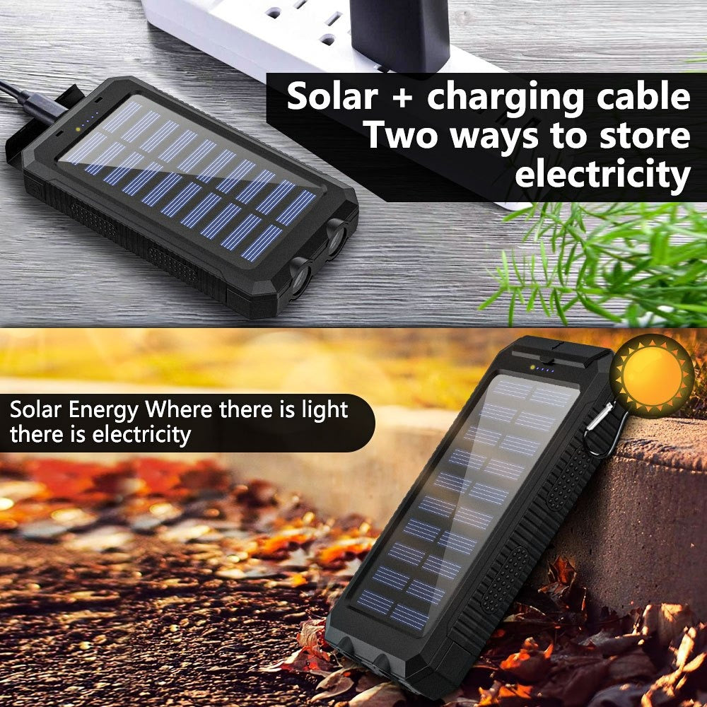 Solar Power Bank 45800mAh QC3.0 Fast Charging – Dual USB Portable Charger with LED Flashlight for Camping Hiking Travel Emergency, High Capacity Battery Pack for All Cell Phones & Devices