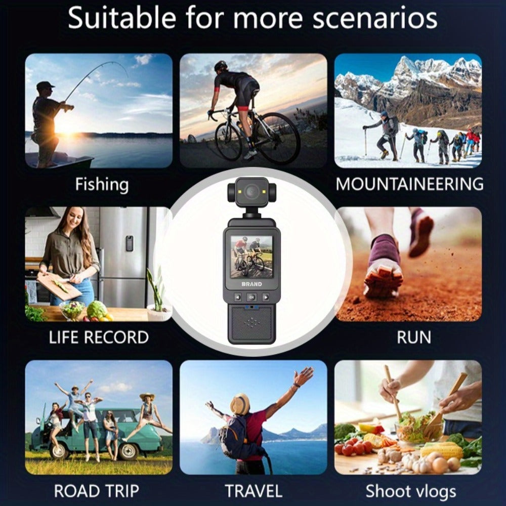 Action Camera 10180P with 360° Rotating Lens, Lightweight 150g Wearable Vlog Camera with 32G Card Option – Pocket-Sized Rechargeable Cam for Vlogging, Sports & Outdoor Adventures