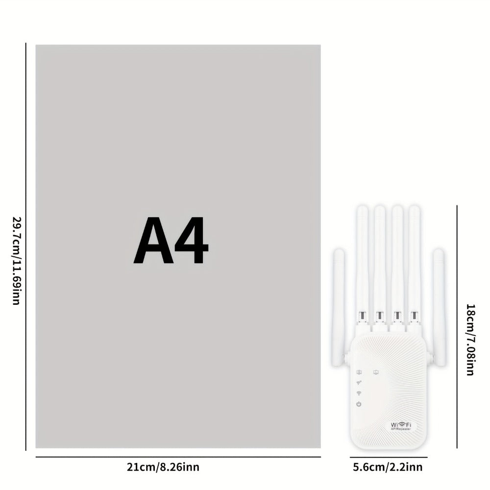CP3600 WiFi Repeater Signal Booster 2.4GHz Wide Coverage, One-Button WPS Setup, Flexible Antenna Rotation, Adjustable Signal Strength, CISA Certified, Enhanced Stability for Home Office Apartment