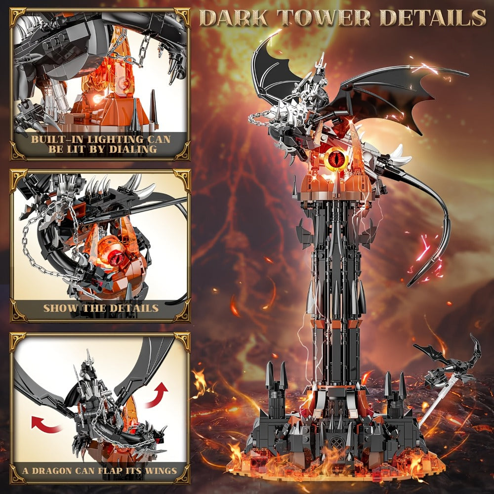 Dragon Castle Building Set, Black Dragon Guardian Tower Gothic Display Model Kit
